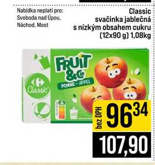 Classic svačinka jablečná s nízkým obsahem cukru 12x90 g 1,08kg