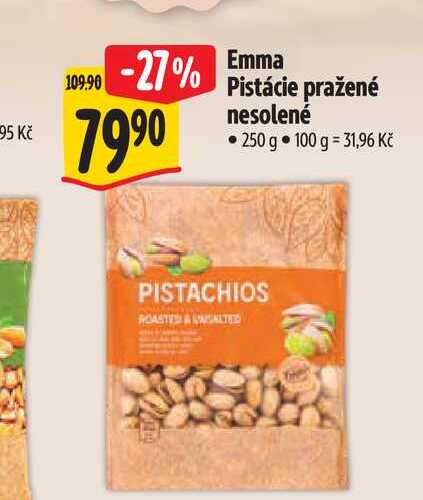 Emma Pistácie pražené nesolené 250 g