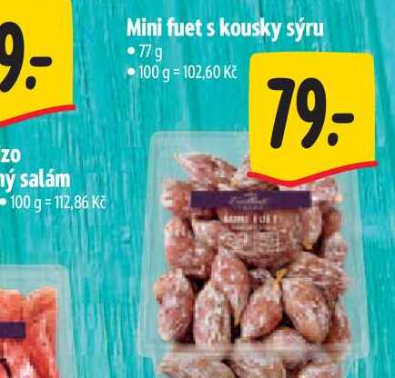 Mini fuet s kousky sýru 77 g