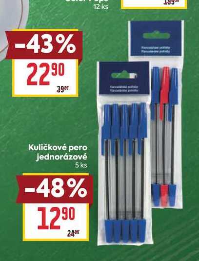Kuličkové pero jednorázové 5 ks