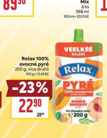 Relax 100% ovocné pyré 200 g BILLA