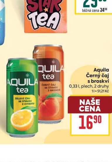 Aquila Černý čaj s broskvi 0,33l, plech