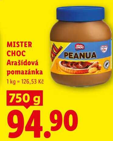 MISTER CHOC Arašídová pomazánka, 750 g