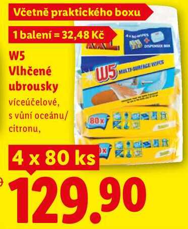 W5 Vlhčené ubrousky 4x 80 ks