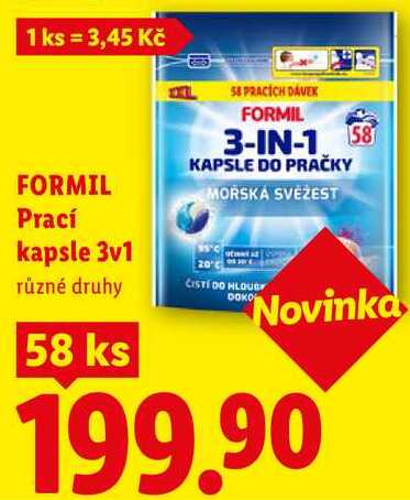 FORMIL Prací kapsle 3v1, 58 ks Lidl