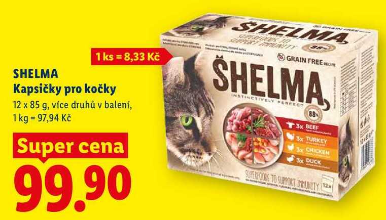 SHELMA Kapsičky pro kočky, 12x 85 g