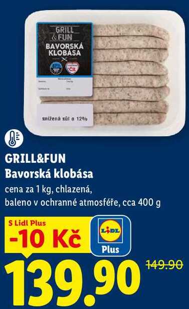 GRILL&FUN Bavorská klobása, cena za 1 kg