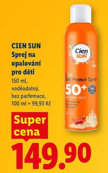 CIEN SUN Sprej na opalování pro děti, 150 ml Lidl