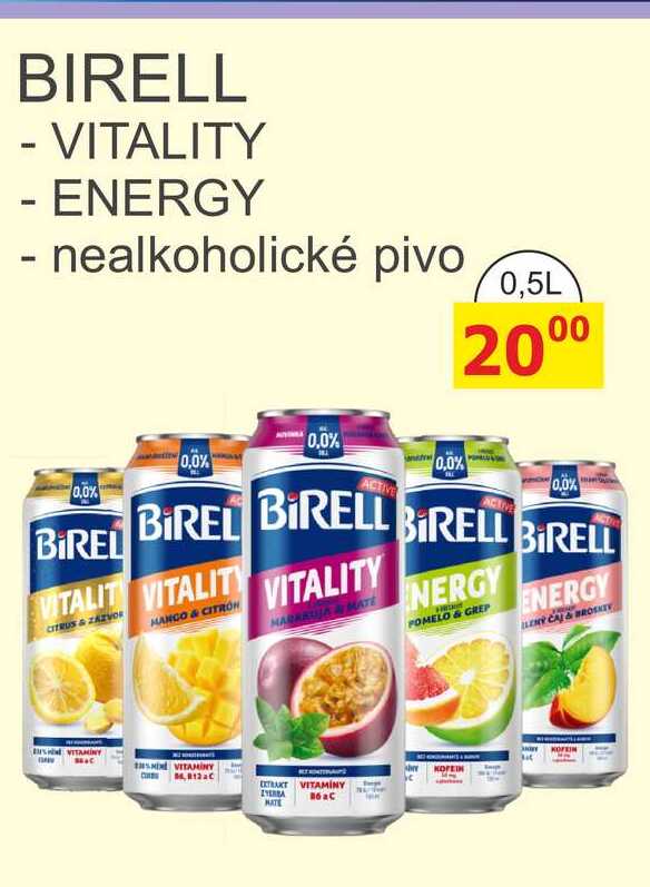 BIRELL - VITALITY nealkoholické pivo 0,5L 