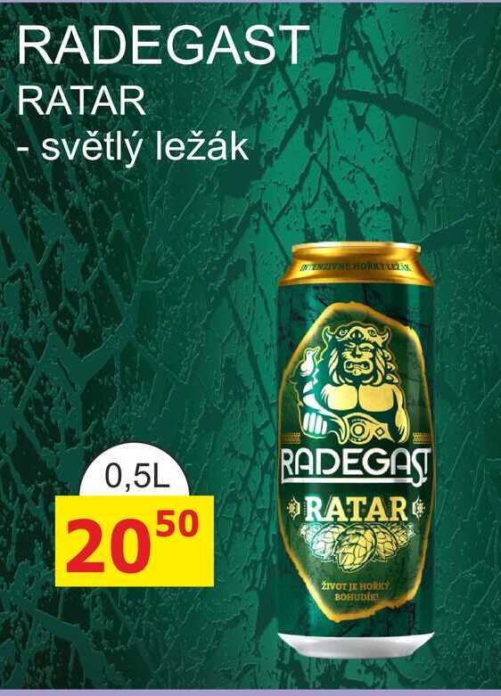 RADEGAST RATAR - světlý ležák 0,5l