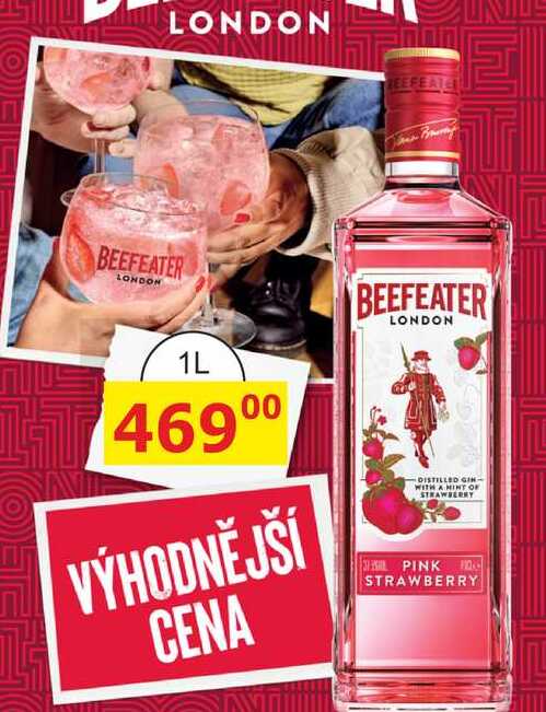 BEEFEATER LONDON PINK STRAWBERRY GIN 1L