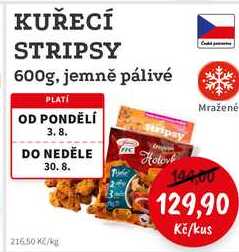 KUŘECÍ STRIPSY 600g, jemně pálivé