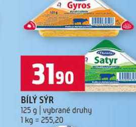 BÍLÝ SÝR 125 g vybrané druhy