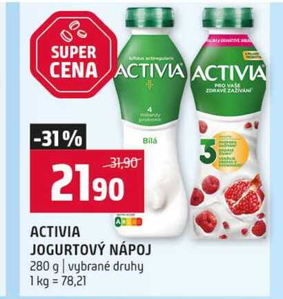 ACTIVIA JOGURTOVÝ NÁPOJ 280 g vybrané druhy