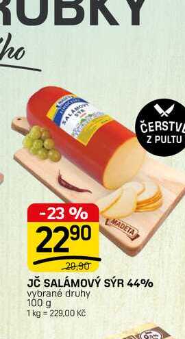 JČ SALÁMOVÝ SÝR 44% vybrané druhy 100 g