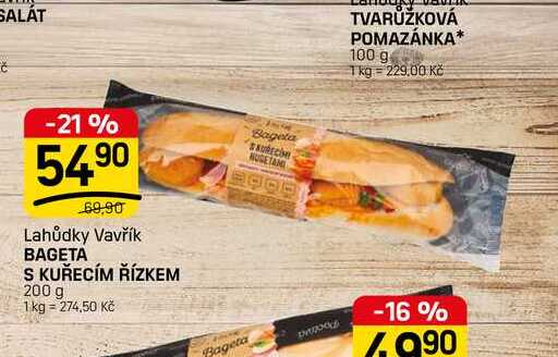 BAGETA S KUŘECÍM ŘÍZKEM 200 g