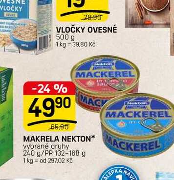 MAKRELA NEKTON vybrané druhy 240 g/PP 132-168 g