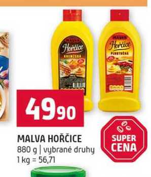 MALVA HOŘČICE 880 g vybrané druhy 