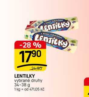 LENTILKY vybrané druhy 34-38 g