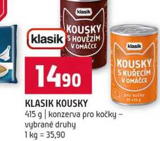 KLASIK KOUSKY 415 g konzerva pro kočky vybrané druhy