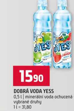 DOBRÁ VODA YESS 0,5l minerální voda ochucená vybrané druhy 