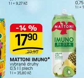 MATTONI IMUNO* vybrané druhy 0,5 || plech 