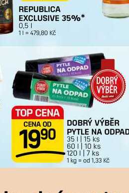 DOBRÝ VÝBĚR PYTLE NA ODPAD 35 || 15 ks 60 || 10 ks 