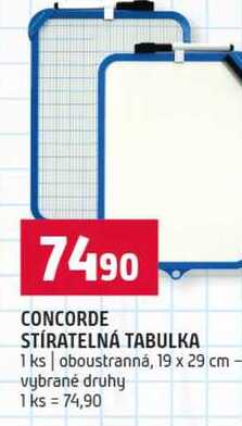 CONCORDE STÍRATELNÁ TABULKA 1 ks oboustranná, 19 x 29 cm vybrané druhy 