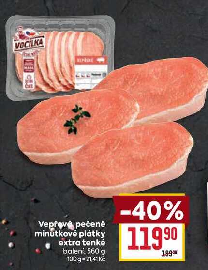 Vepřové pečeně minutkové plátky extra tenké balení, 560 g