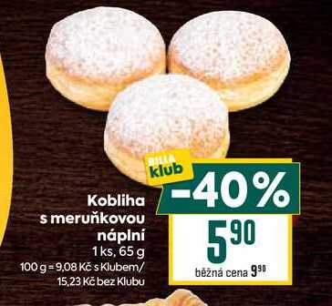Kobliha s meruňkovou náplní 1ks, 65 g
