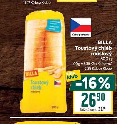 BILLA Toustový chléb máslový 500 g