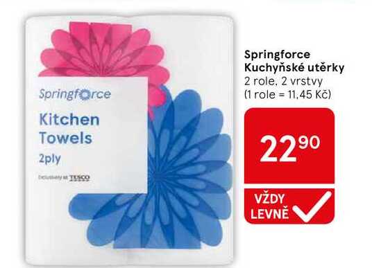Springforce Kuchyňské utěrky 2 role, 2 vrstvy