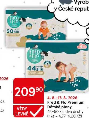 Fred & Flo Premium Dětské pleny, 44-50 ks
