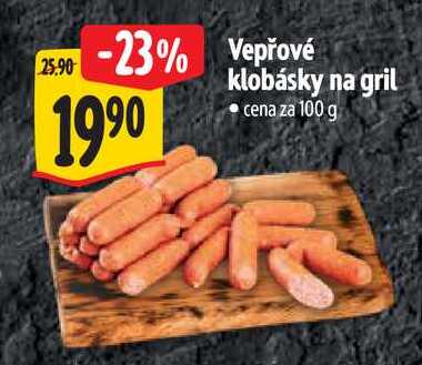 Vepřové klobásky na gril, cena za 100 g