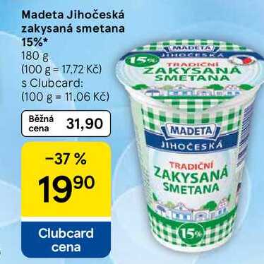 Madeta Jihočeská zakysaná smetana 15%, 180 g