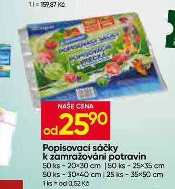 Popisovací sáčky k zamražování potravin 50 ks - 20×30 cm Hruška