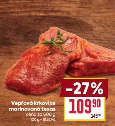 Vepřová krkovice marinovaná texas cena za 600g