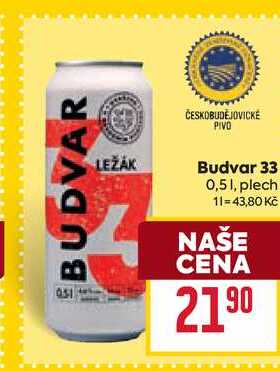 Budvar 33 0,51, plech