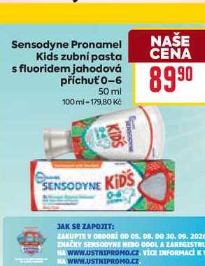 Sensodyne Pronamel Kids zubní pasta s fluoridem jahodová příchuť 0-6 50 ml 