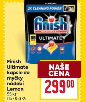 Finish Ultimate kapsle do myčky nádobí Lemon 55 ks  