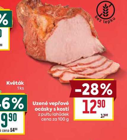 Uzené vepřové ocásky s kostí z pultu lahůdek cena za 100 g