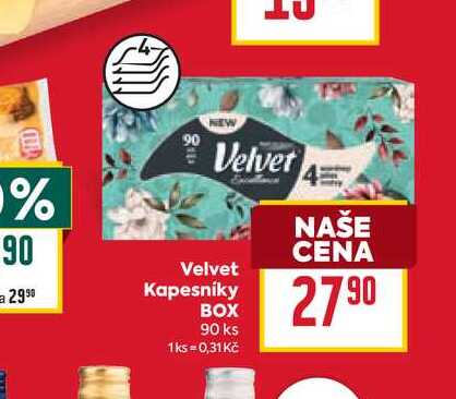 Velvet Kapesníky BOX 90 ks 
