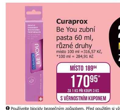 Curaprox Be You zubní pasta 60 ml