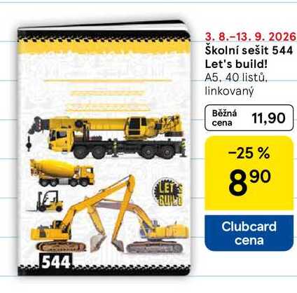 Školní sešit 544 Let's build! A5, 40 listů. linkovaný  