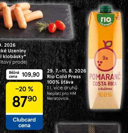 Rio Cold Press 100% šťáva, 1 l