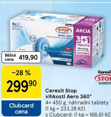 Ceresit Stop vlhkosti Aero 360°, 4x 450 g, náhradní tablety  