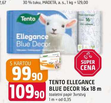 TENTO ELLEGANCE BLUE DECOR 16x 18 m toaletní papír 3vrstvý
