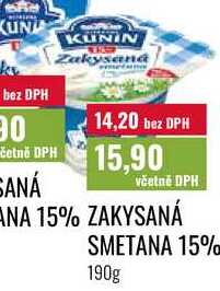 ZAKYSANÁ SMETANA 15%, 190g 