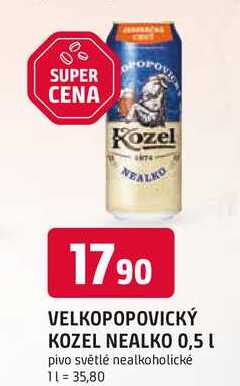 VELKOPOPOVICKÝ KOZEL NEALKO 0,5l pivo světlé nealkoholické 