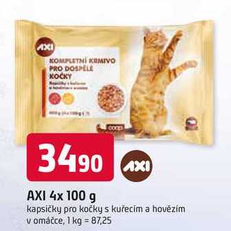  AXI 4x 100 g kapsičky pro kočky s kuřecím a hovězím v omáčce